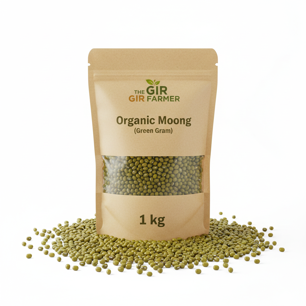 The Gir Farmer Organic Whole Moong – Unpolished Whole Green Gram, Protein Rich & Naturally Grown