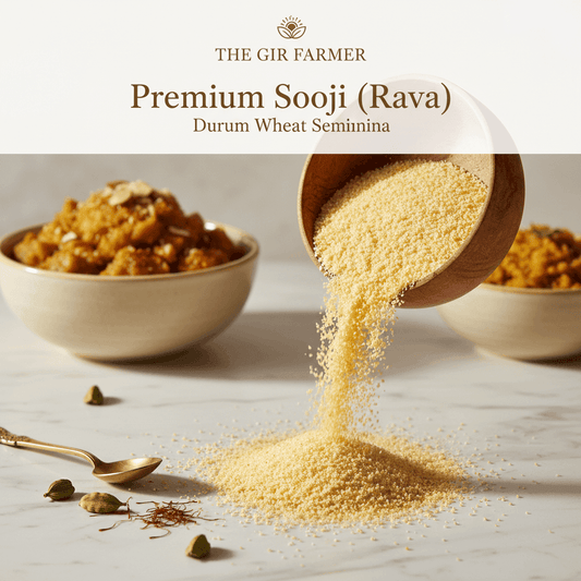 Organic Sooji from The Gir Farmer, fine durum wheat semolina for making upma and other dishes