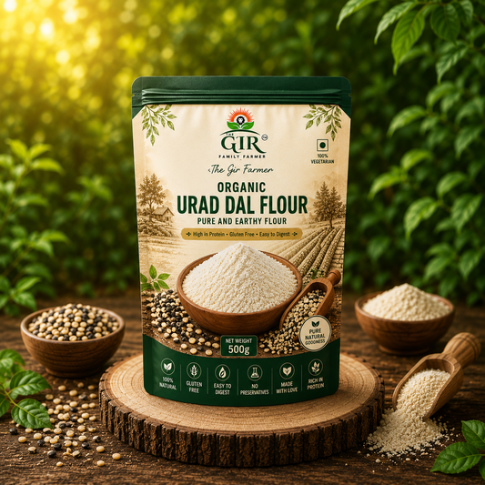 Organic Urad Dal Flour by The Gir Farmer, a pure and earthy flour high in protein and gluten-free