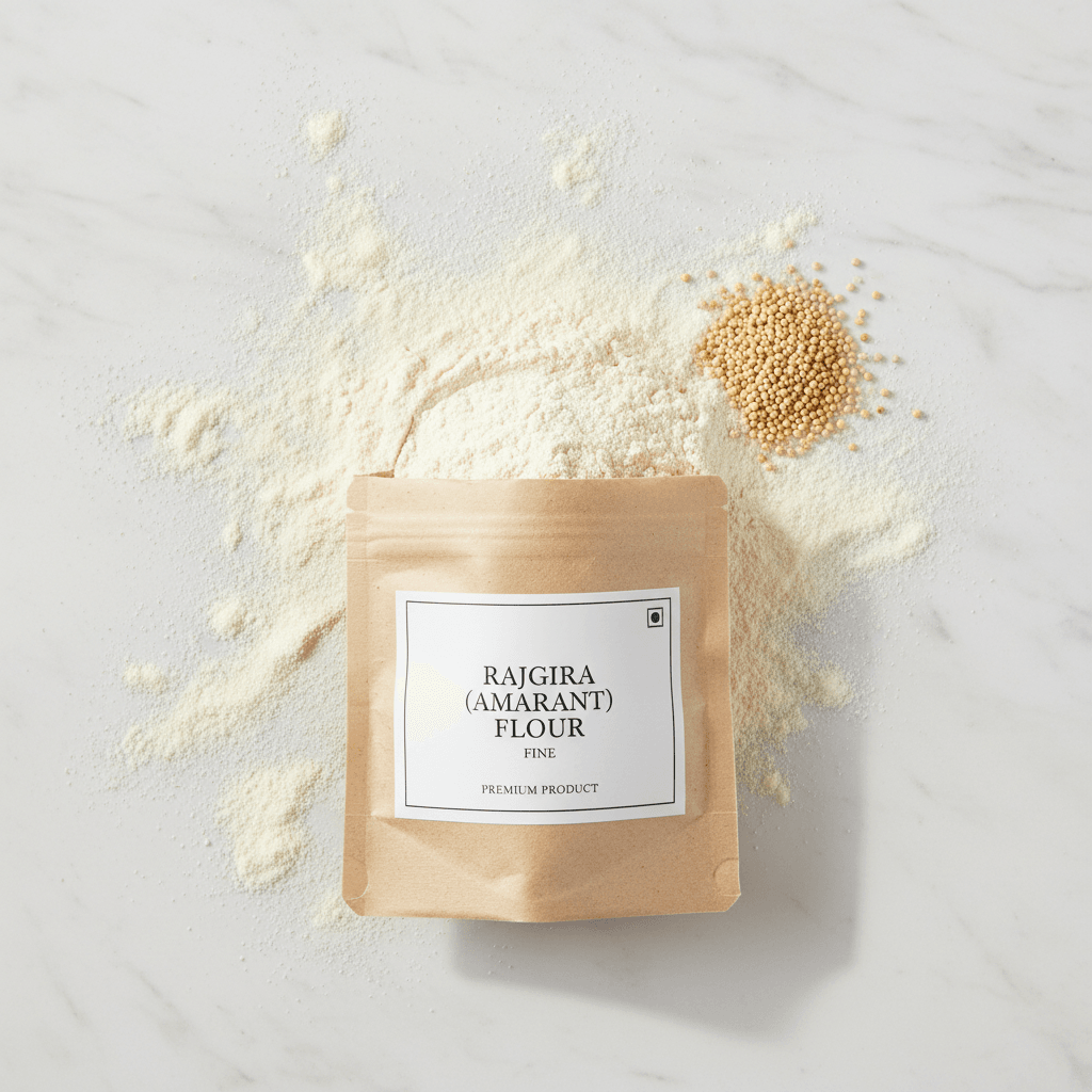 Fine rajgira flour from THE GIR FARMER with a light color and grains for gluten-free baking