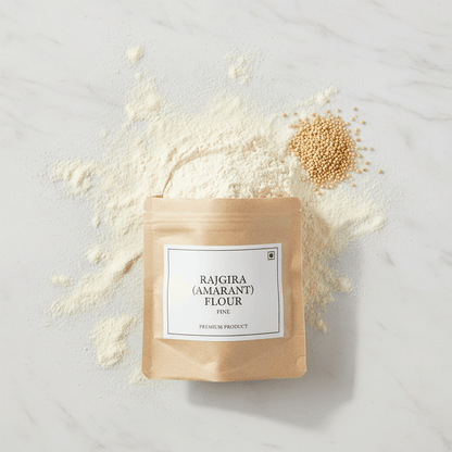Fine rajgira flour from THE GIR FARMER with a light color and grains for gluten-free baking