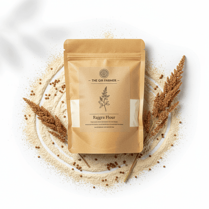 THE GIR FARMER Rajgira Flour packaging with natural grains, ideal for gluten-free cooking and baking