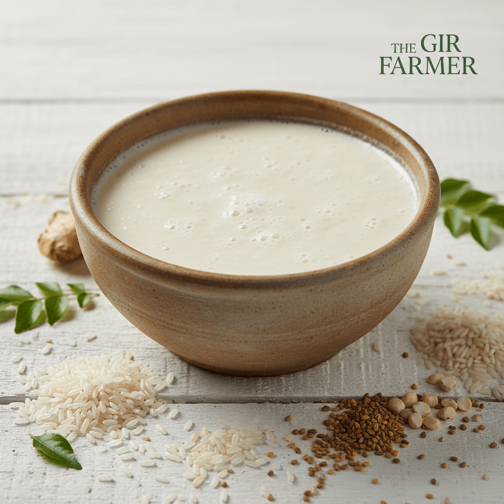 Uttapam Flour from THE GIR FARMER in a brown bowl, perfect for making traditional South Indian uttapam