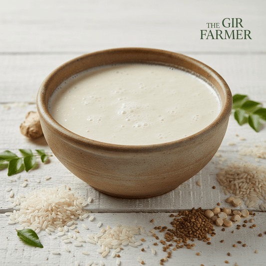 Uttapam Flour from THE GIR FARMER in a brown bowl, perfect for making traditional South Indian uttapam