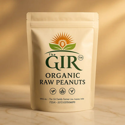 The Gir Farmer Organic Raw Peanuts packaging with eco-friendly design for healthy snacking