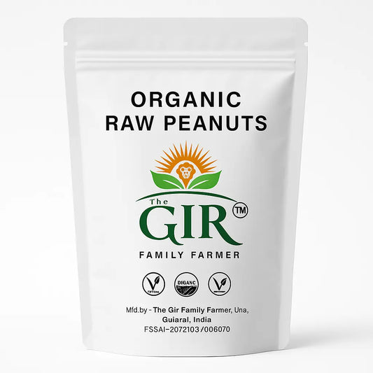 The Gir Farmer Organic Raw Peanuts in a resealable bag for healthy snacking