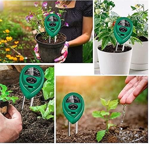 Best soil meter for home gardening shown testing soil moisture and nutrients in various plants and pots