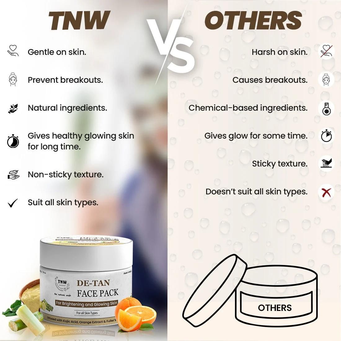 TNW Organic De-Tan Face Pack with Natural Ingredients for Brightening and Glowing Skin