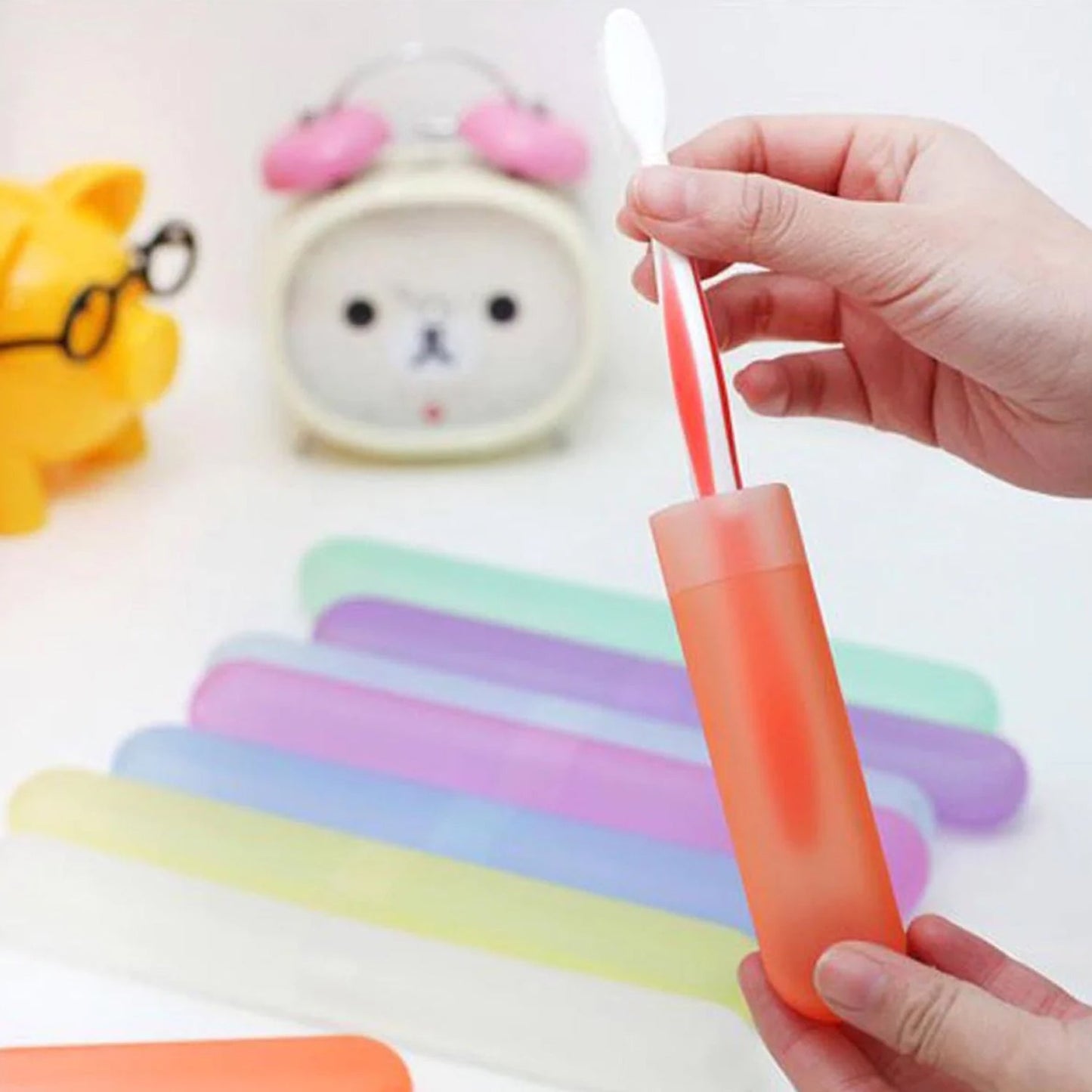Your Brand Toothbrush Travel Covers in Orange with Easy Opening for Convenient Travel Hygiene