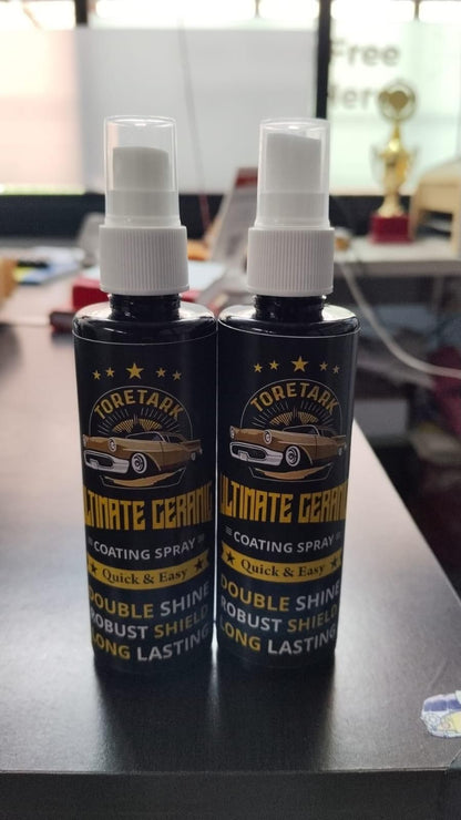 Two bottles of Toretark ultimate ceramic coating spray for quick and easy car shine and protection