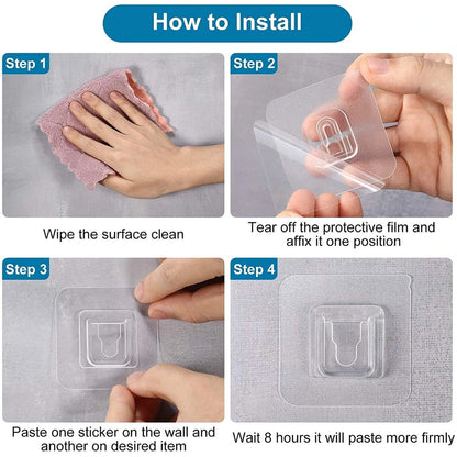 How to install transparent adhesive hook for wall with clear steps for easy application