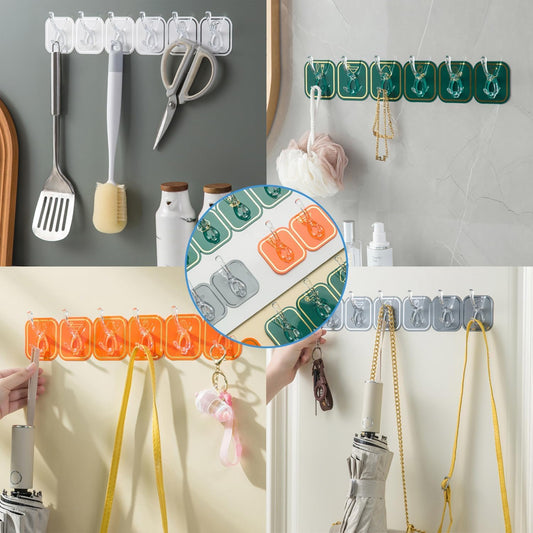 Transparent waterproof hooks for bathroom in clear green orange and gray holding utensils keys and accessories