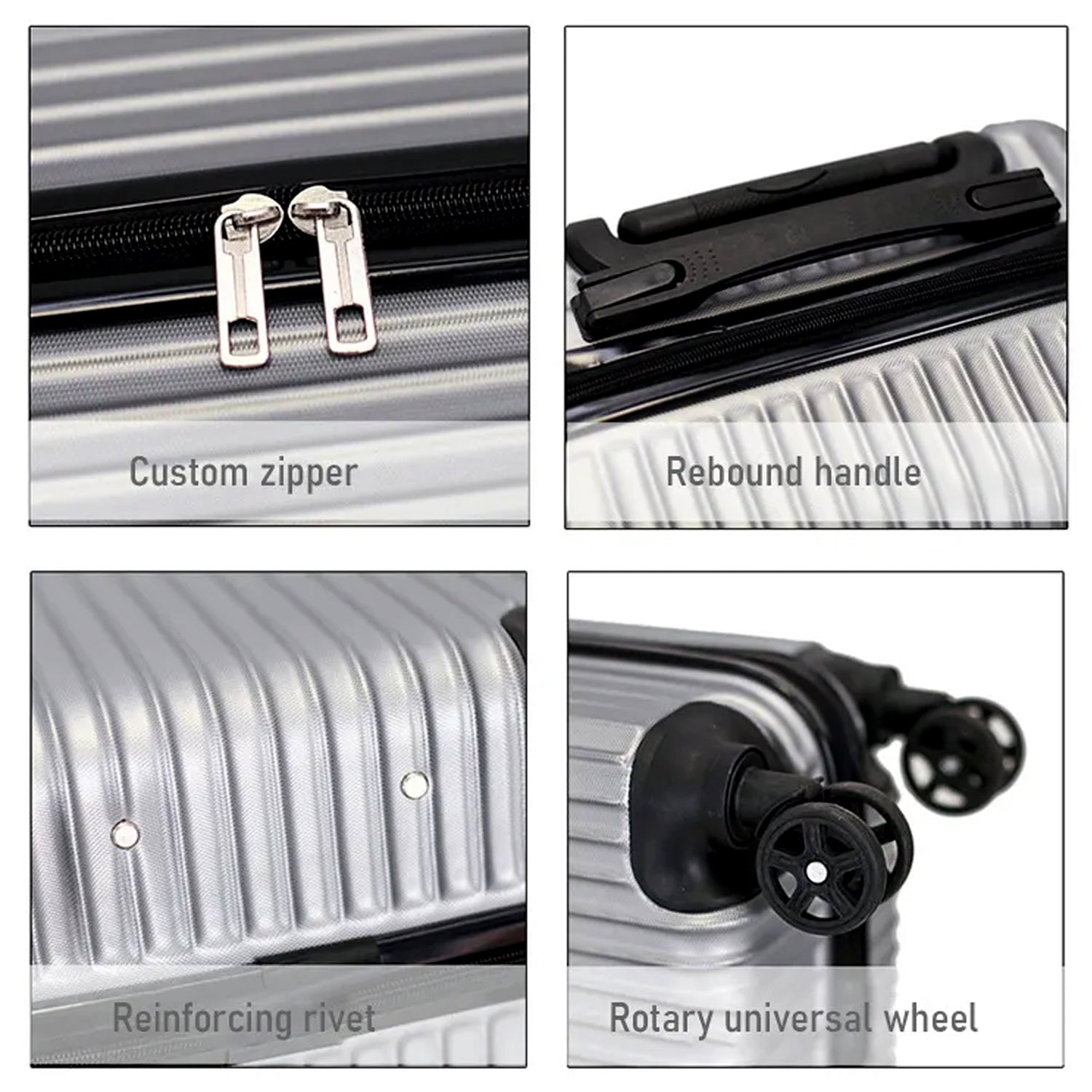 Durable trolley bag set for men and women with custom zippers and rotary universal wheels