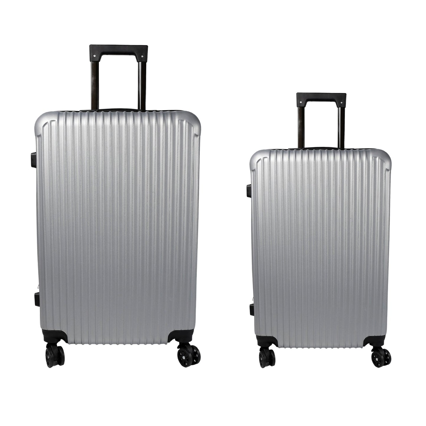 Your Brand Silver Trolley Bag Set for Men and Women with Durable Wheels and Expandable Design