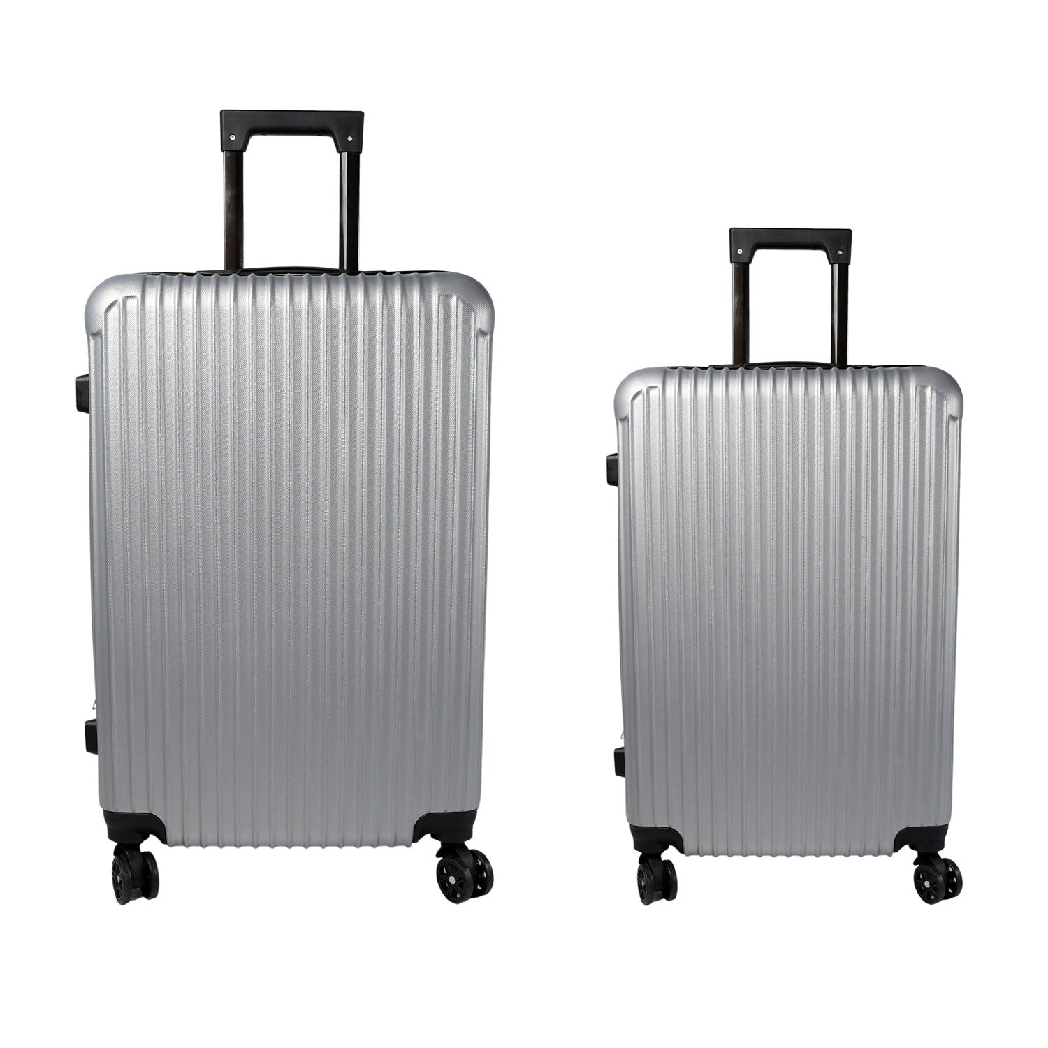 Your Brand Silver Trolley Bag Set for Men and Women with Durable Wheels and Expandable Design