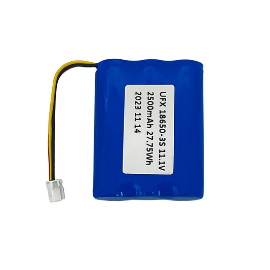 UttamRobotics 11.1V 2500mAh lithium ion battery pack blue wrapped 3 cell with 3 wire JST connector for robots