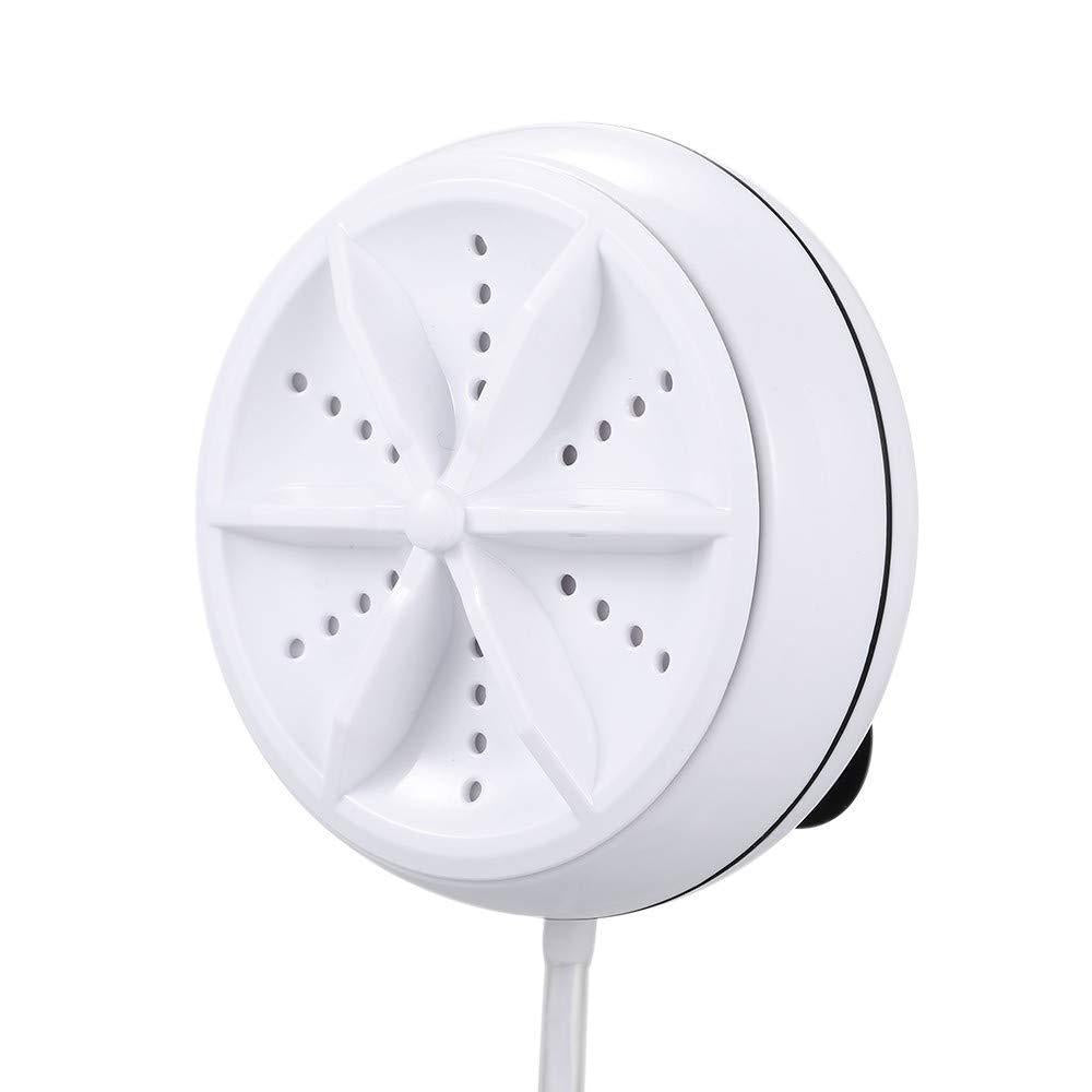 White portable mini washer agitator with power cord and suction mount compact washer for apartments and dorms