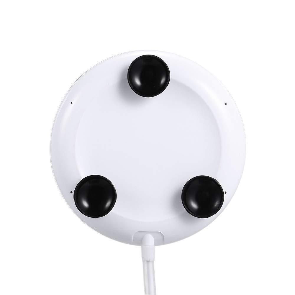 Round white portable washer base with three black suction cups and cord compact washer for apartments and dorms