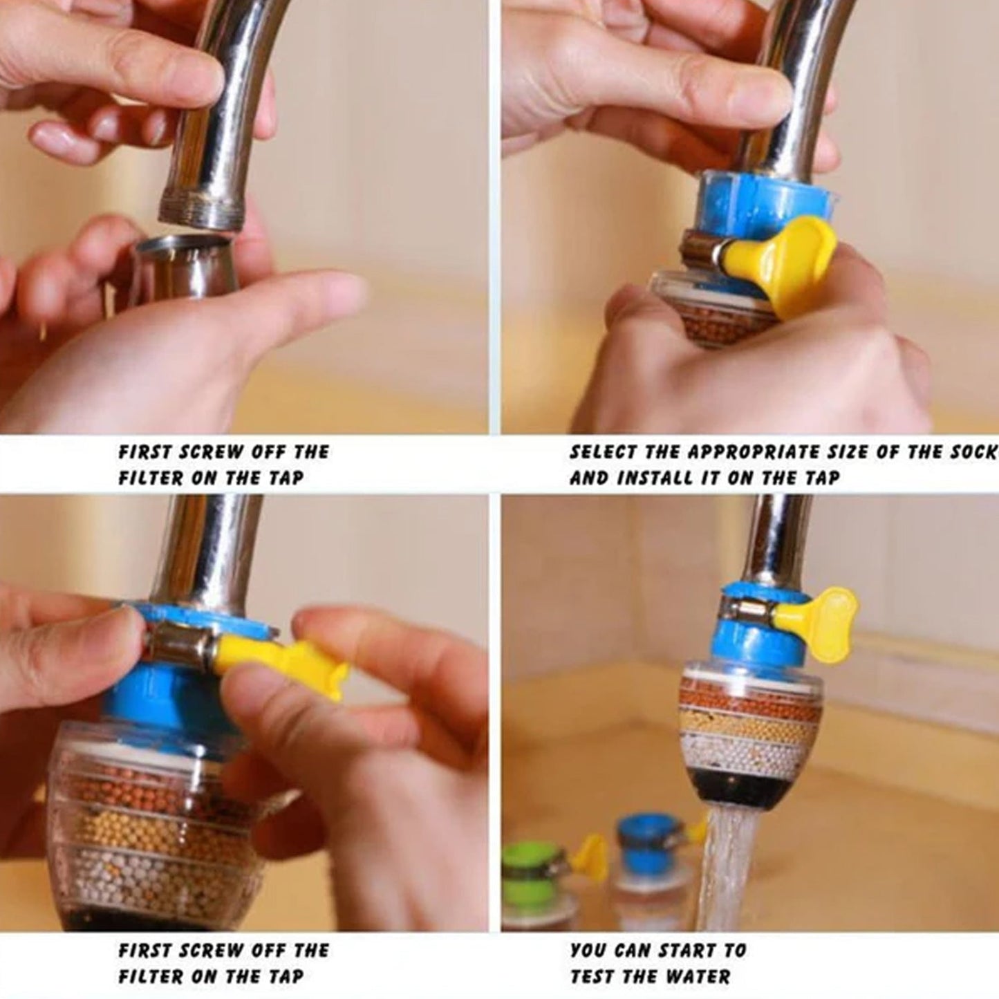 Step-by-step installation of a universal faucet water filter for easy home use