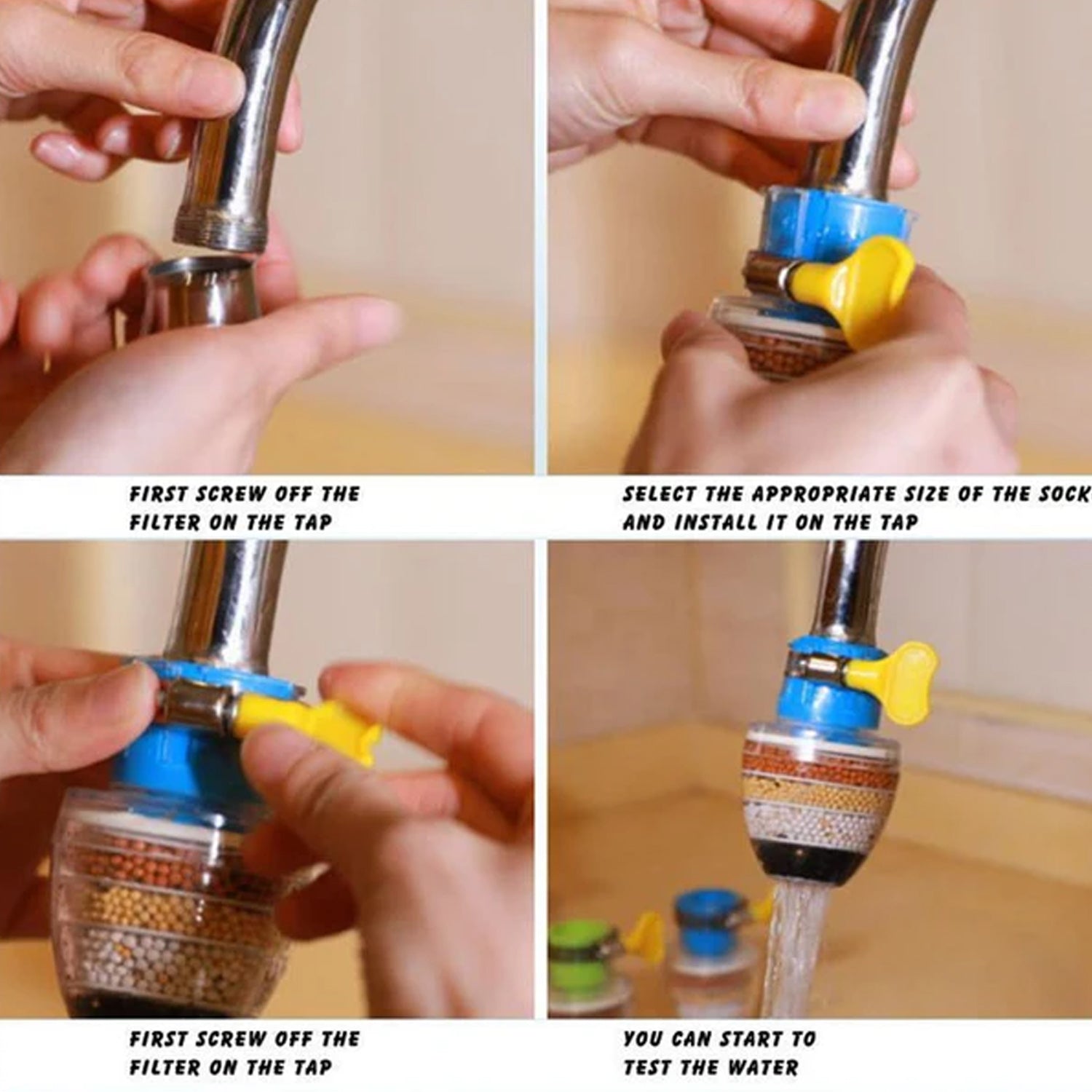 Step-by-step installation of a universal faucet water filter for easy home use