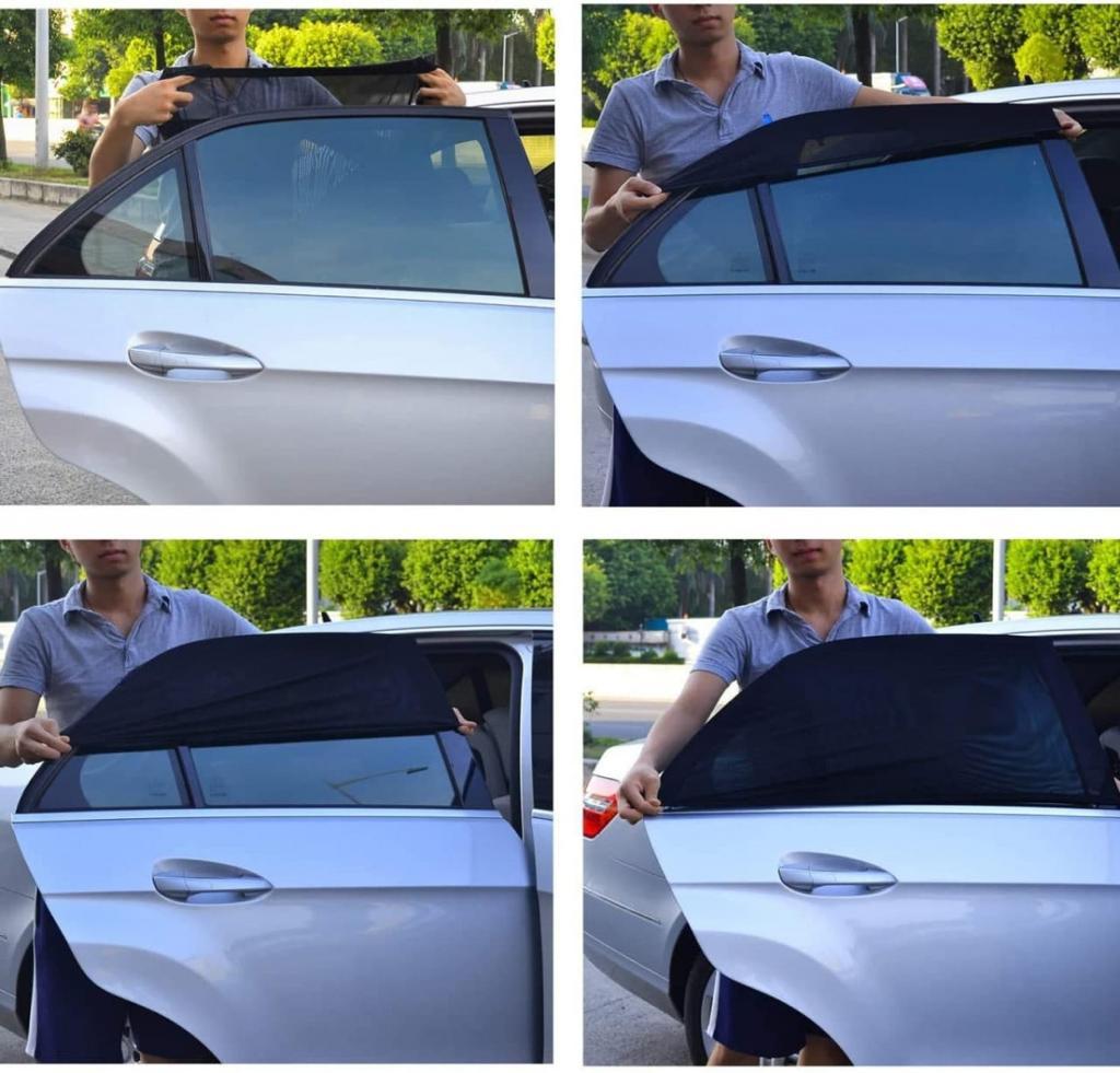 UV protection mesh curtain for car windows, easily installed for sunshade and privacy.