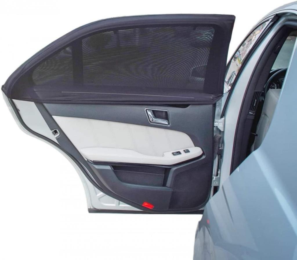 UV protection mesh curtain for car windows providing shade and privacy while driving