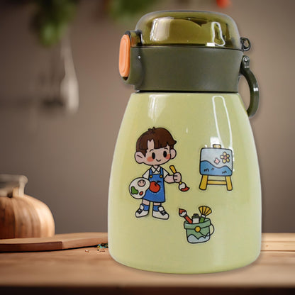 Wukusy vacuum insulation flask sports featuring a colorful cartoon design and durable construction