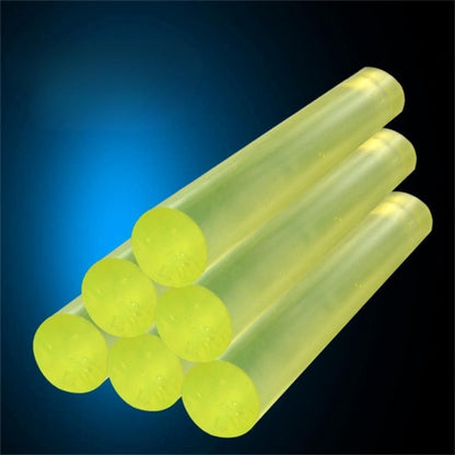 High elastic PU shock absorbing rods stacked together with a translucent yellow appearance