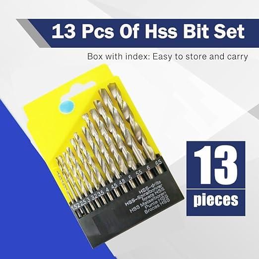 13 pieces high speed steel drill bits set in black and yellow storage case by THE GIR FARMER