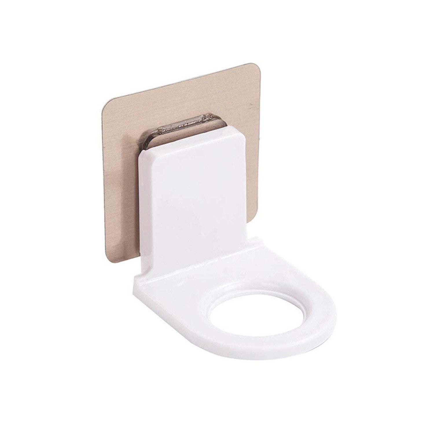 VelvetBubbles wall-mounted shampoo holder in sleek white design for bathroom organization