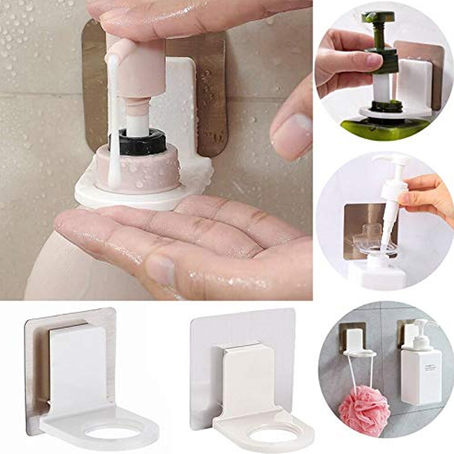 Wall-mounted shampoo holder with easy pump action for efficient shower organization
