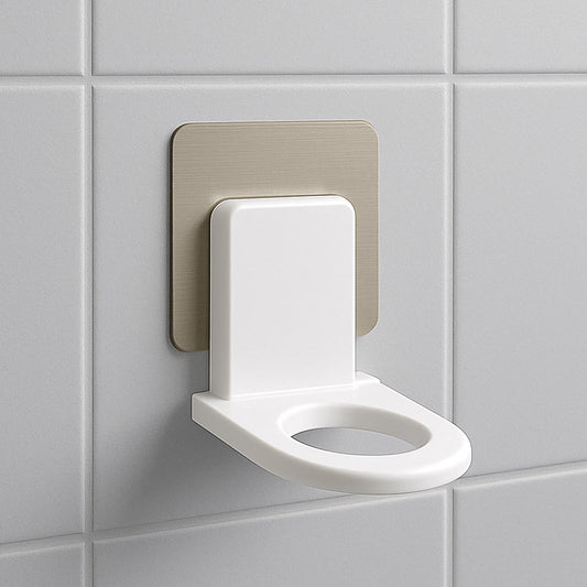 VelvetBubbles wall-mounted shampoo holder in sleek white design for space-saving storage