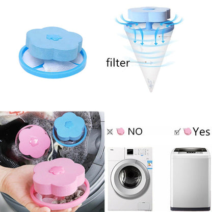 Washing machine lint catcher in blue and pink with flower design for easy lint filtration