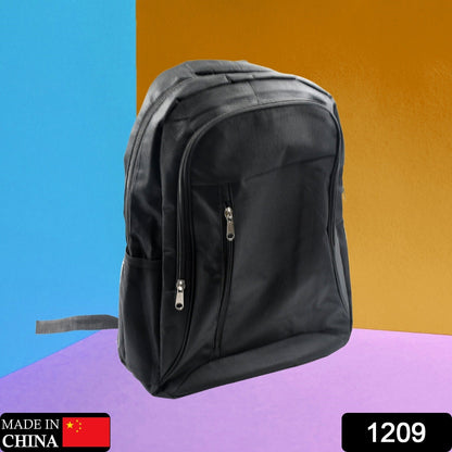 Your Brand water-resistant laptop backpack in sleek black design with multiple zippered pockets