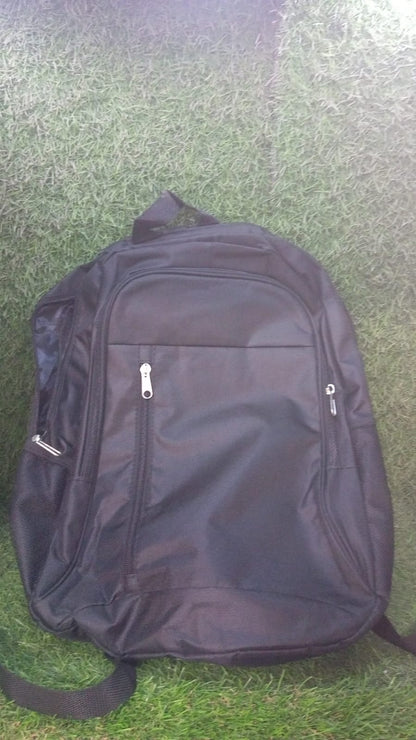 Your Brand water-resistant laptop backpack in black with multiple compartments for organization