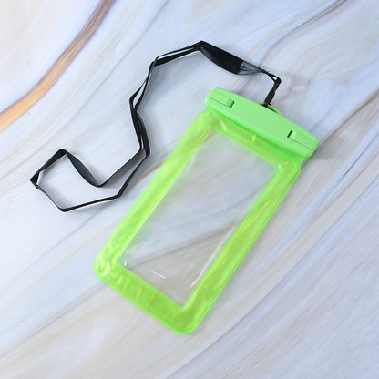 Your Brand waterproof phone pouch for swimming with a bright green color and adjustable strap