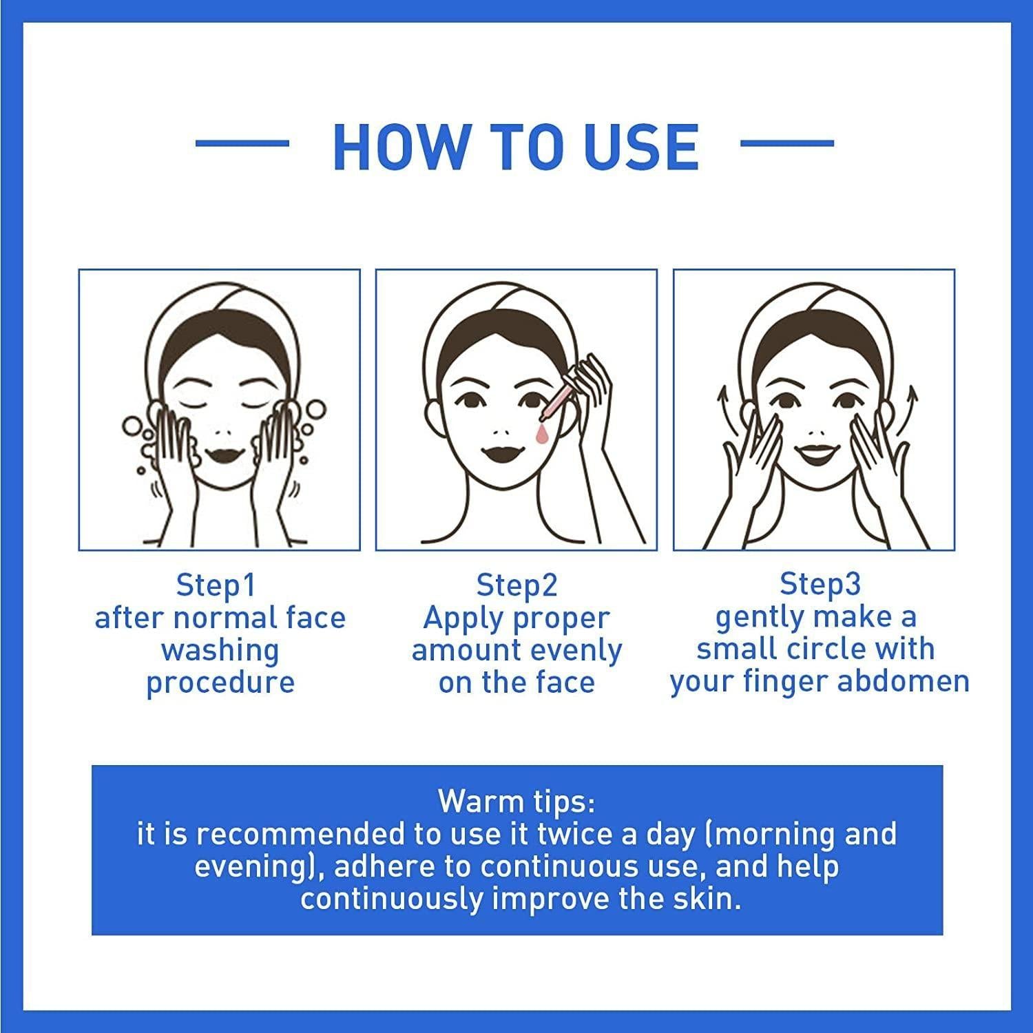 Instructions for using Botox anti-aging serum with steps for application and tips for best results