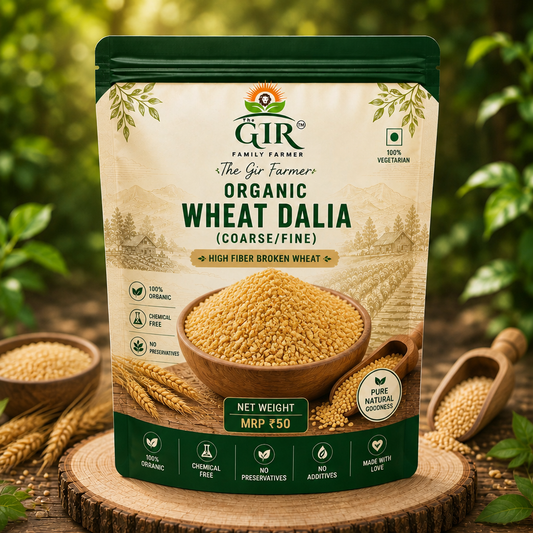 The Gir Farmer Organic Wheat Dalia (Coarse/Fine) | High Fiber Broken Wheat