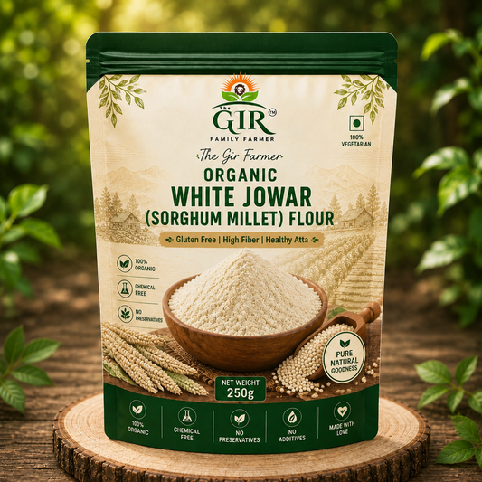 The Gir Farmer Organic White Jowar (Sorghum Millet) Flour | Gluten Free High Fiber Healthy Atta