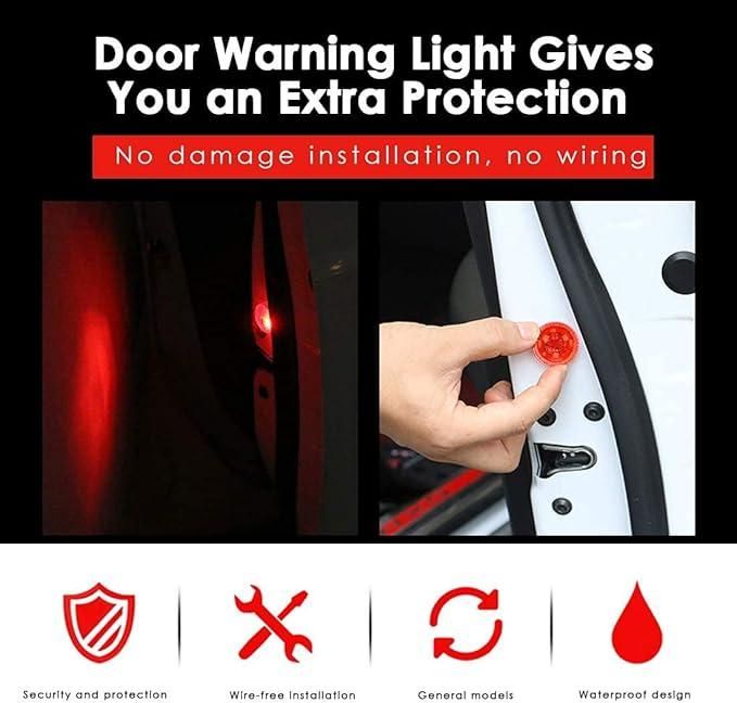 Wireless car door warning lights provide extra protection with no damage installation or wiring required