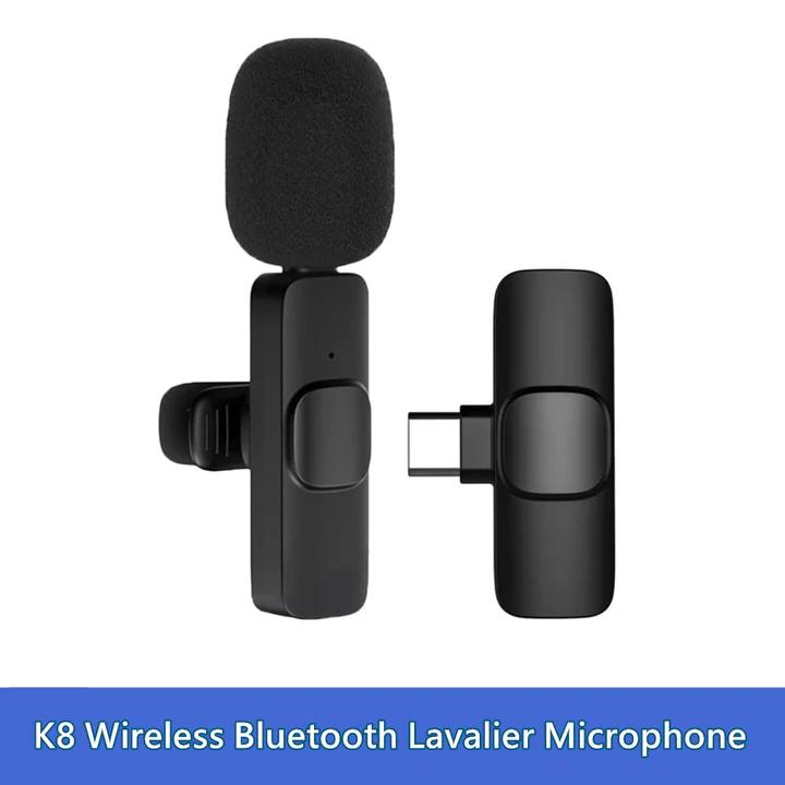 K8 Wireless Bluetooth Lavalier Microphone for Recording with Clip-On Design and Windshield