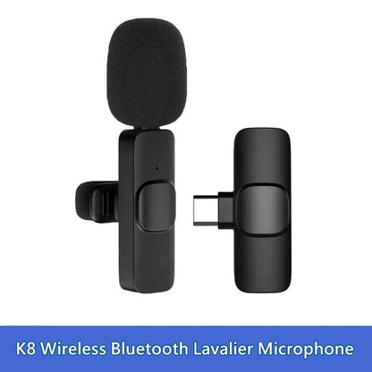 K8 Wireless Bluetooth Lavalier Microphone for Recording with Clip-On Design and Windshield