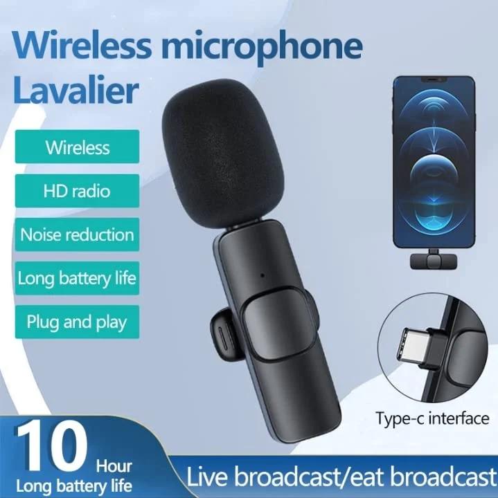 Wireless lavalier microphone for recording with noise reduction and long battery life