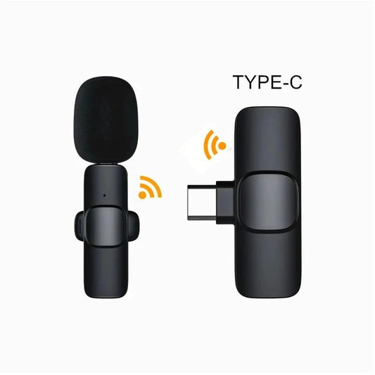 Wireless lavalier microphone for recording with Type-C connection and compact design for convenience