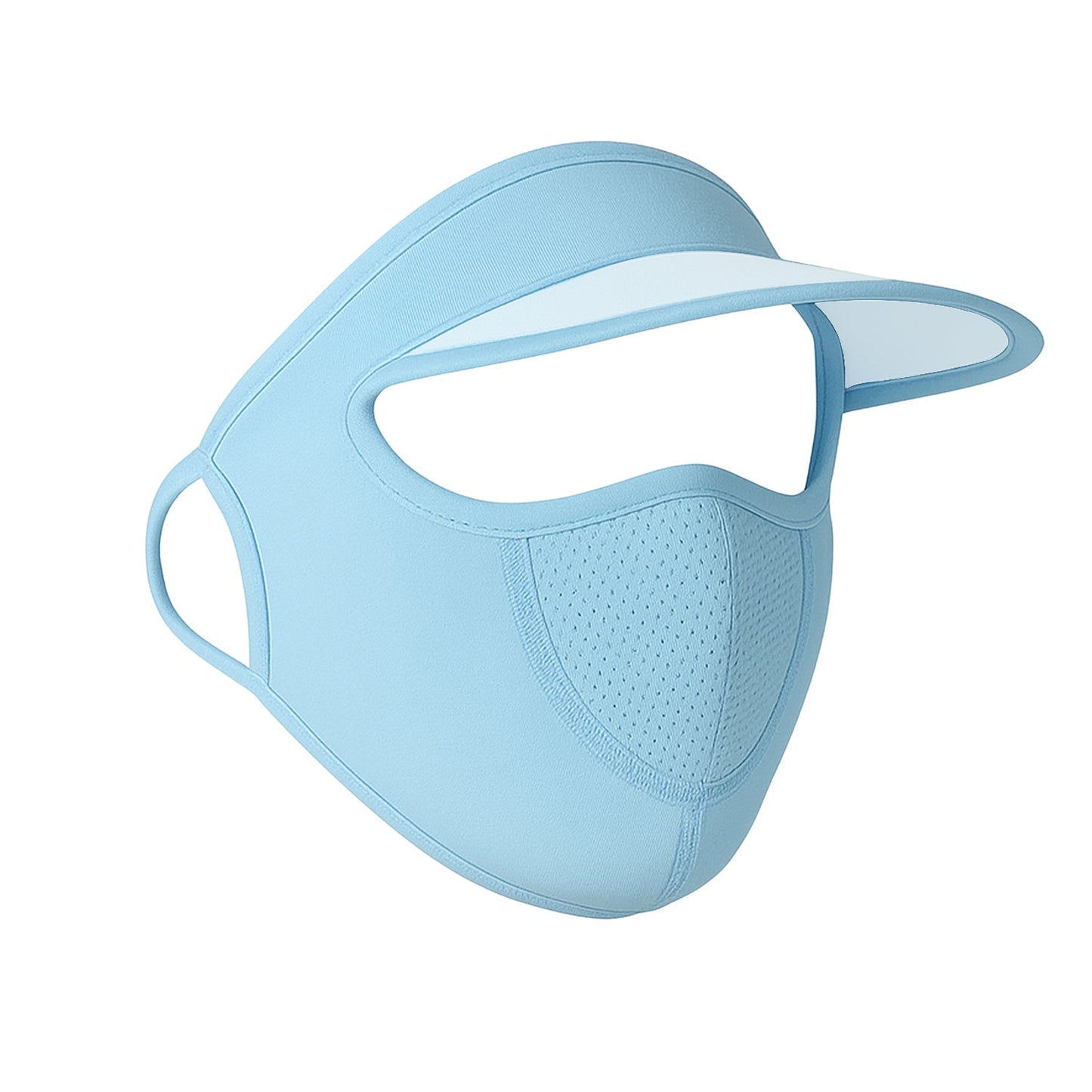 Light blue women's UV protection face cap with breathable fabric and wide brim for sun safety