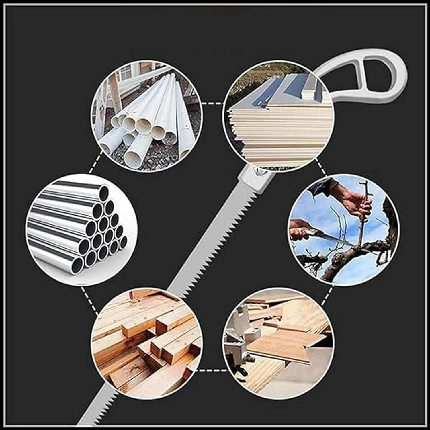 Wood pruning saw with sharp teeth and ergonomic handle for cutting branches and wood materials