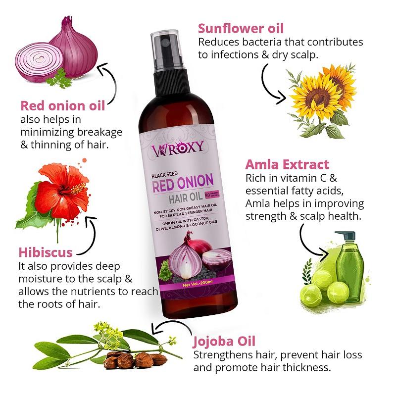 Onion Black Seed Hair Oil with natural ingredients for scalp health and hair nourishment
