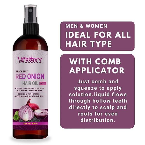 Onion Black Seed Hair Oil with Comb Applicator for Easy and Even Application