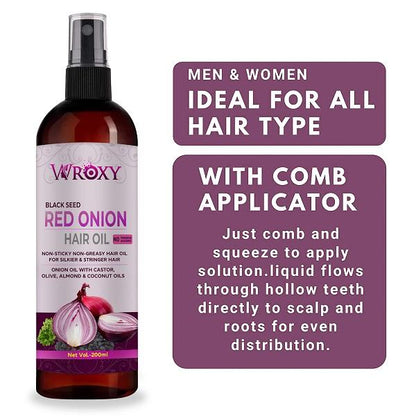 Onion Black Seed Hair Oil with Comb Applicator for Easy and Even Application
