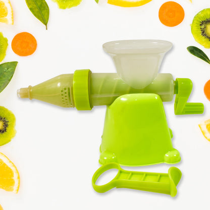 Bright green manual plastic juicer for effortless citrus extraction with easy grip handle and funnel